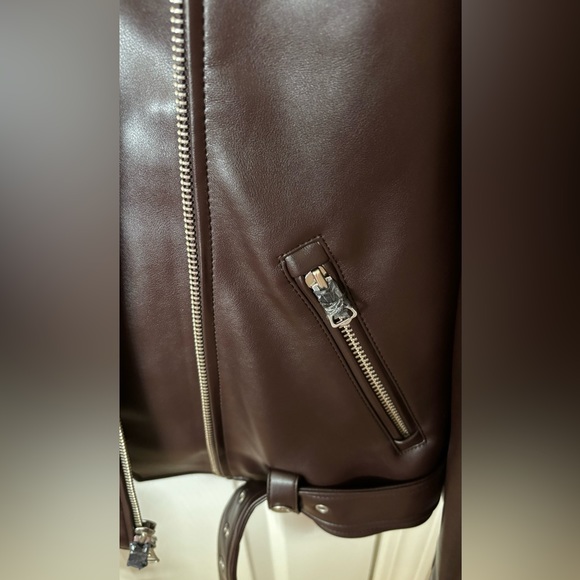 Aritzia Wilfred Lightning Faux Leather Jacket Rich Mocha Brown XXS *NWOT* - Picture 7 of 9